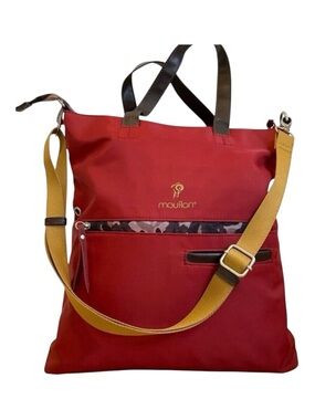 Red Mouflon Convertible Tote purse Bag With Adjustable Strap Faux Leather Handle